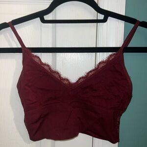 Burgundy Lace Trim Bralette